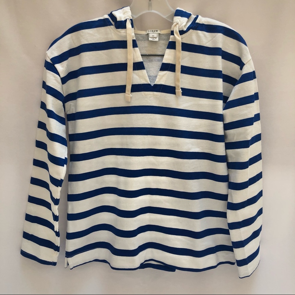 J Crew Factory Striped Hooded Beach Sweatshirt, XS